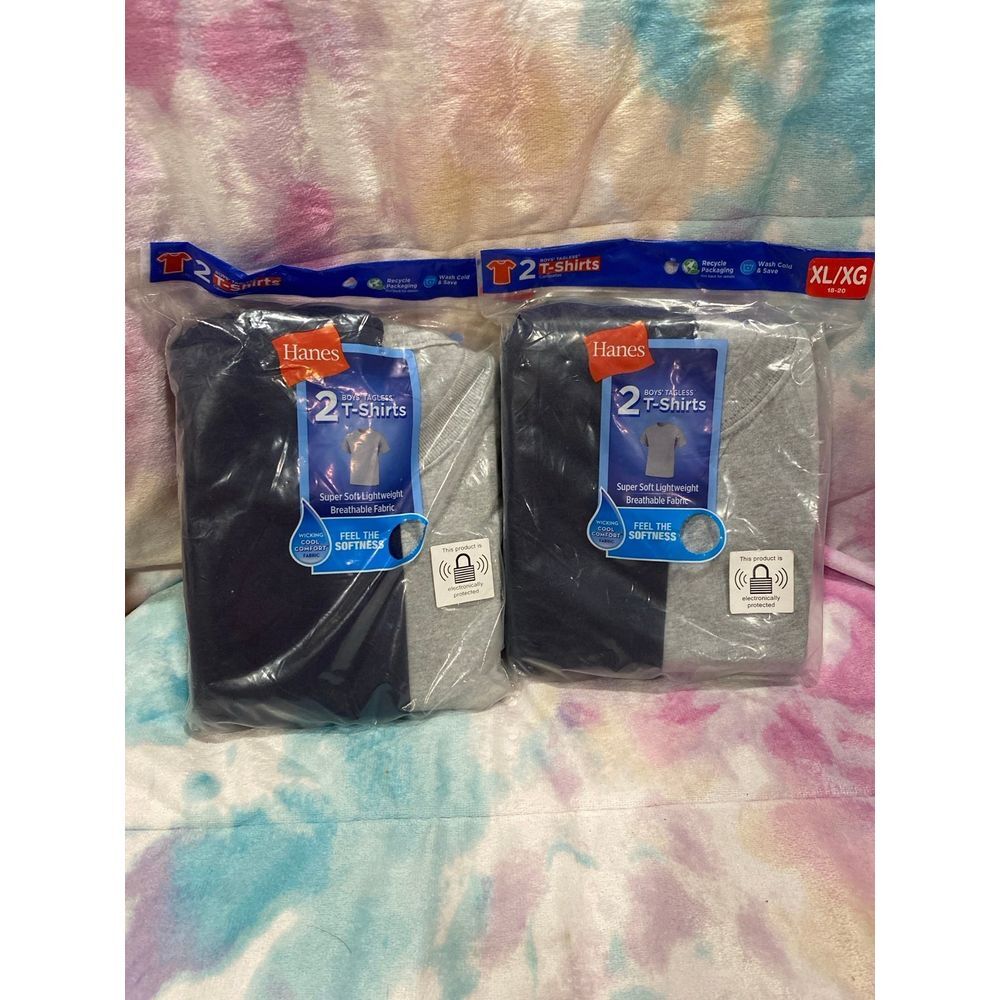 Hanes 2-2 pk boys‎ tagless T-shirts size xl 18-20